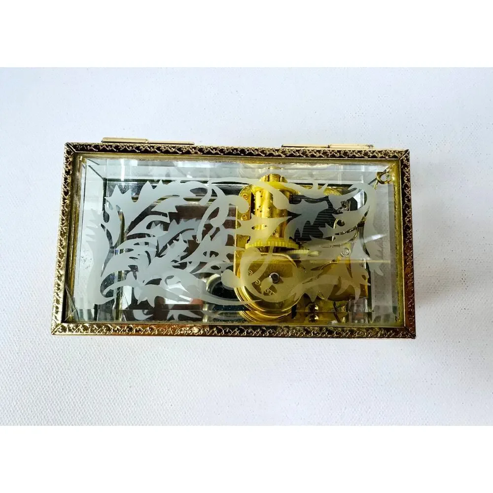 Vintage Yunsheng Beveled Glass Jewelry Box Music Box